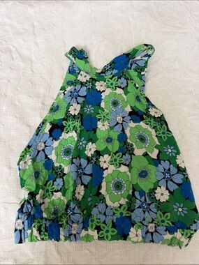 Vintage floral open back crop top size S